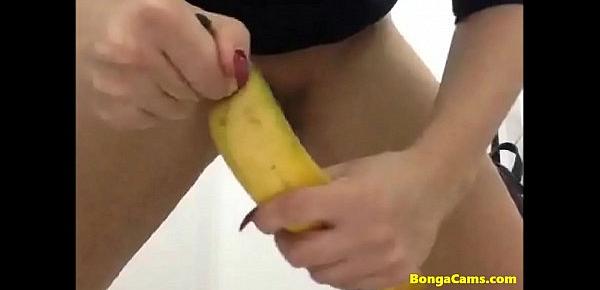  Hot girl playing with a banana
